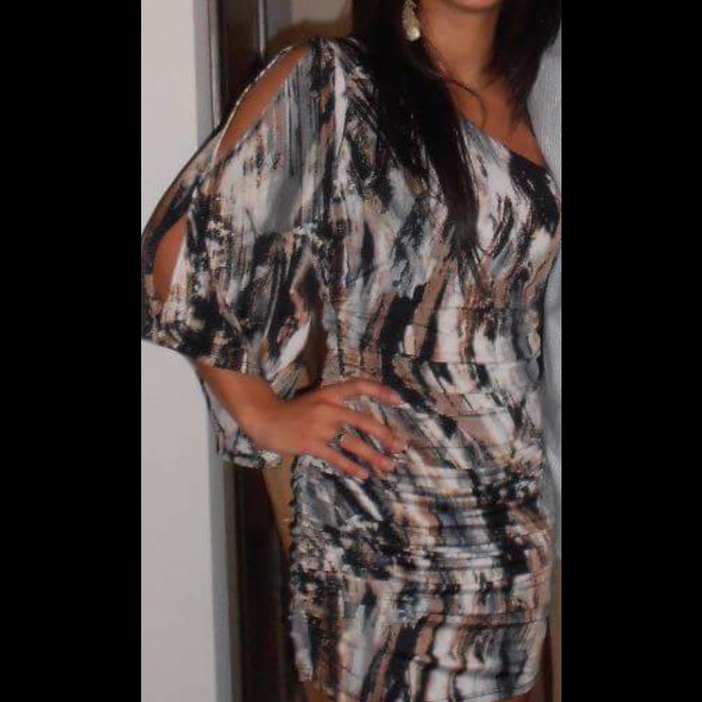 One Shoulder Split Sleeve Dress